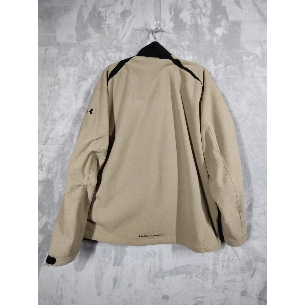 Under Armour Mens Golf Wear DNA Full Zip Fleece Jacket Tan Black Large RN 49314